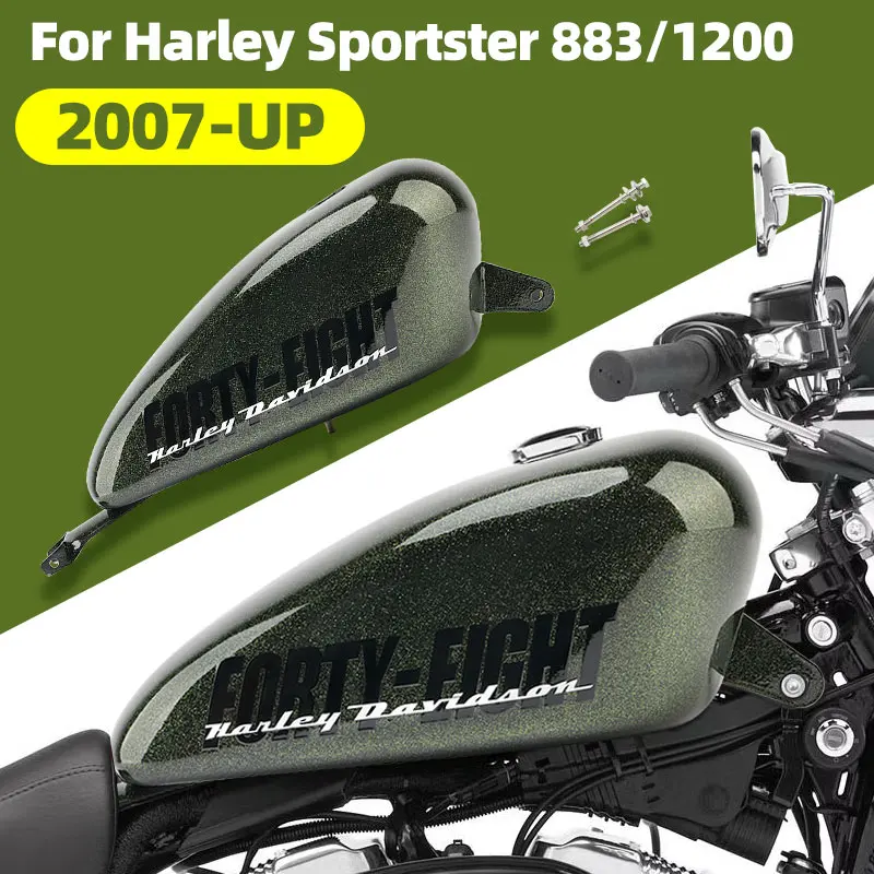 14.4L Motorcycle Steel Fuel Color Tank Gas Tanks For Harley Sportster XL48 883 1200 Forty-eight 2007-UP Cafe Racer Retro Oil Box