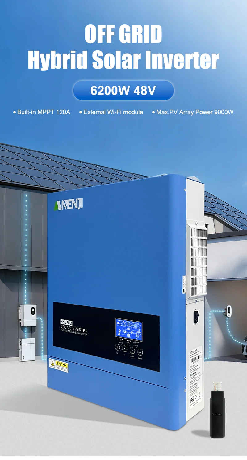 ANENJI 6,2 kW Hybrid-Wechselrichter 48 V 220 V reine Sinuswelle On Off Grid 120 A MPPT-Laderegler PV-Eingang 500 V WIFI für Solarpanel – Detail 5