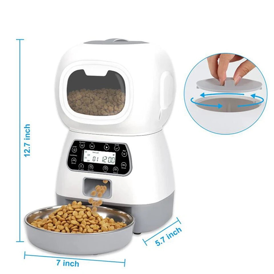 Imagem -02 - Dualpet-alimentador Automático de Distribuidor Inteligente de Alimentos para Gatos e Cães Tigela Automática com Temporizador Tigela de Alimentação 3.5l Aço Inoxidável