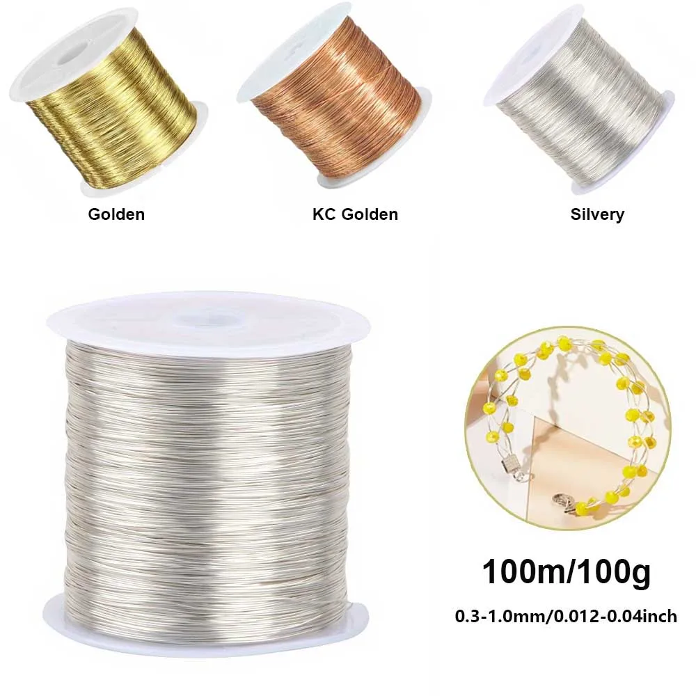 

0,3-1,0 мм ювелирная медная проволока, 100 г/м, устойчивая к потускнению ювелирная проволока для бисера для рукоделия, принадлежности для изготовления ювелирных изделий