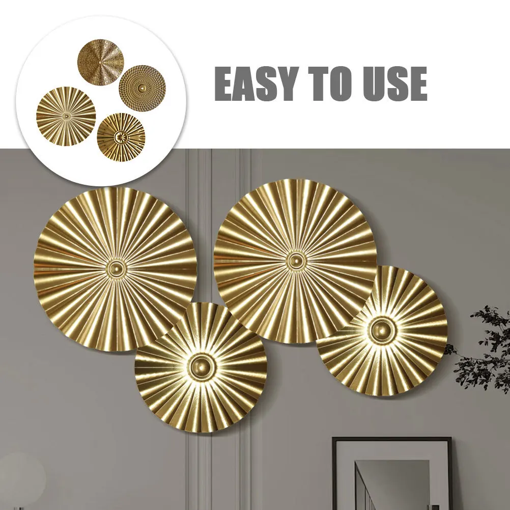 

4Pcs Metal Wall Hanging Ornament Easy-Clean Metal Disc Wall Art Indoor Home Decor Indoor Hanging Decor