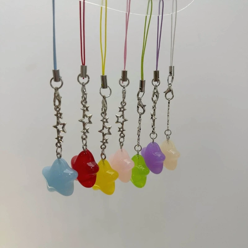 7가지 색상의 오각형 크리스탈 비즈 태슬 참 키링 펜던트 태그 DIY 키체인 목걸이 보석 제작용