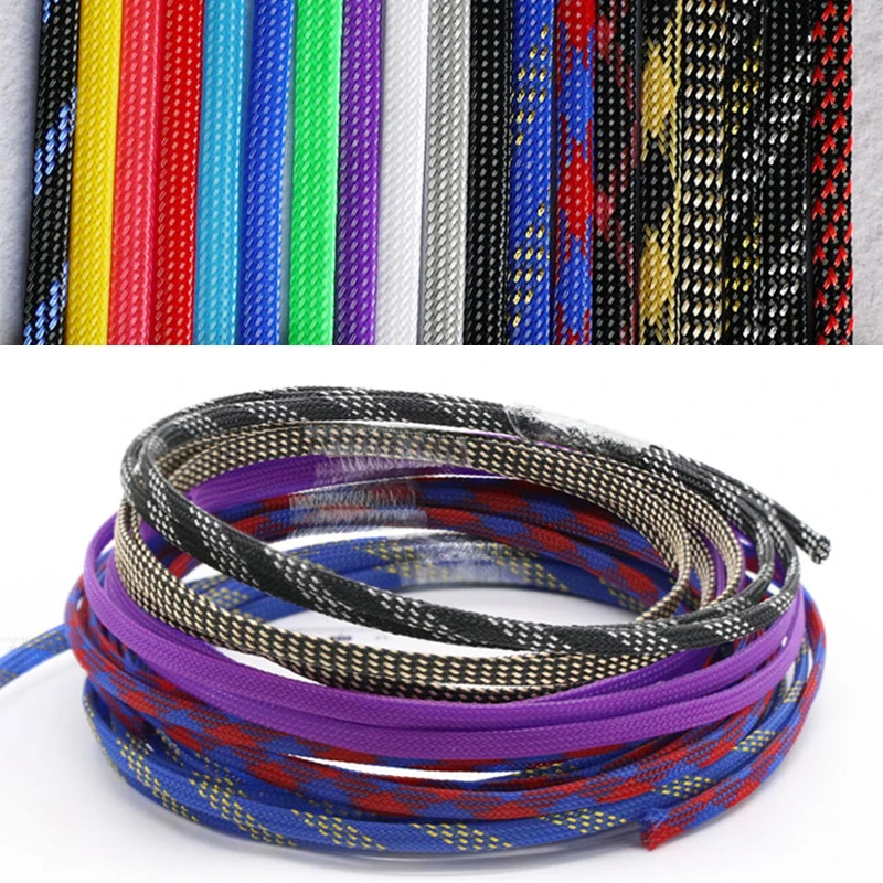 

1M~50M PET Braided Cable Sleeve 6mm Expandable High Density Hardness Insulated Protection Cable Wrap Protector Sleeving DIY