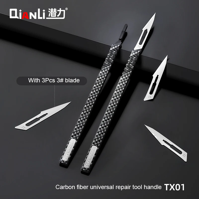 QIANLI TX01 Carbon Fibre Back Cover Glass Remover Disassembly Repair Knife Set Phone Motherboard Chip Glass Glue Remove Tool Kit - view 2