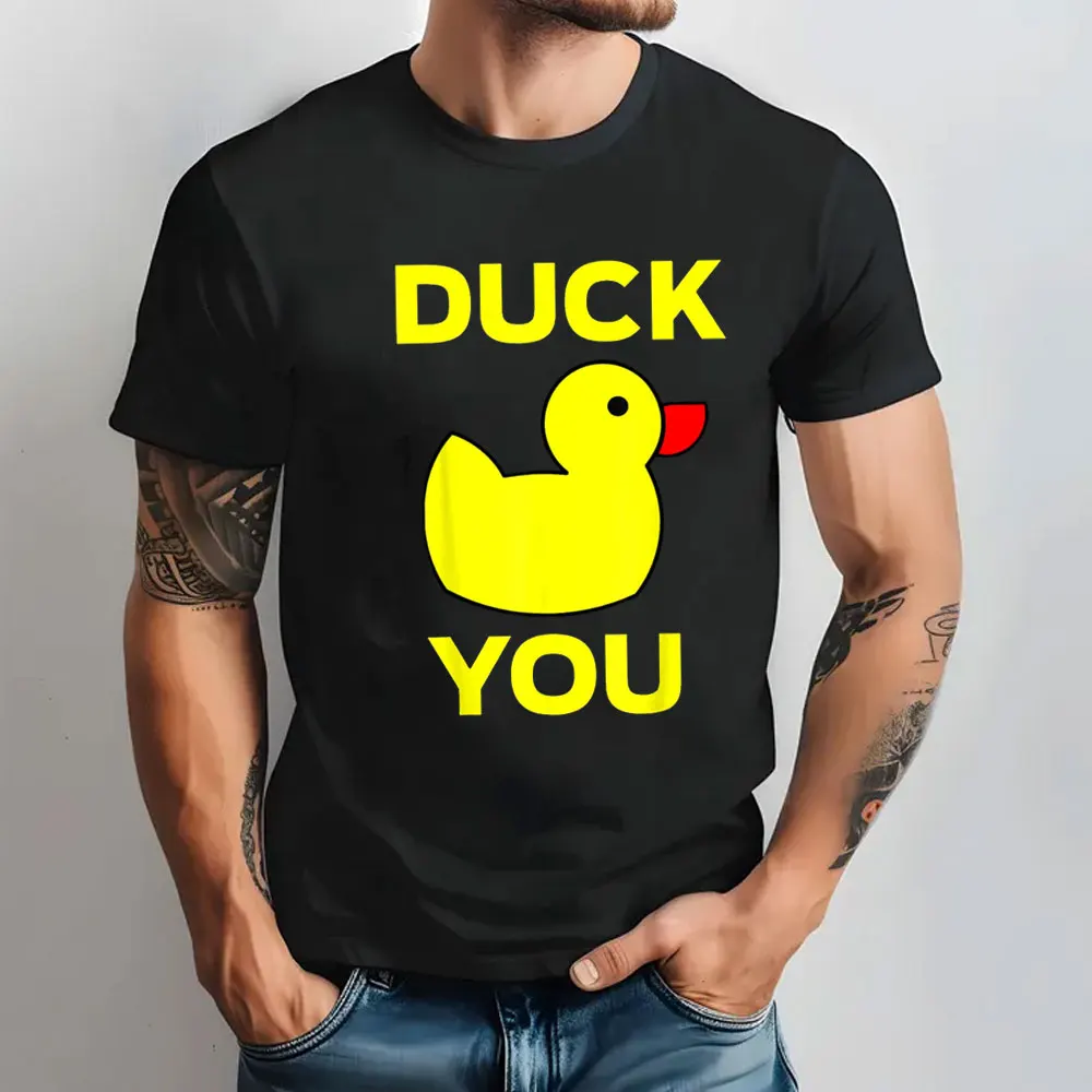 SLIGHTLY SARCASTIC SERIES Duck You! Funny Cartoon T-Shirt O-neck Men Clothing Funny T Shirts Offensive Graphic T Shirts Cotton