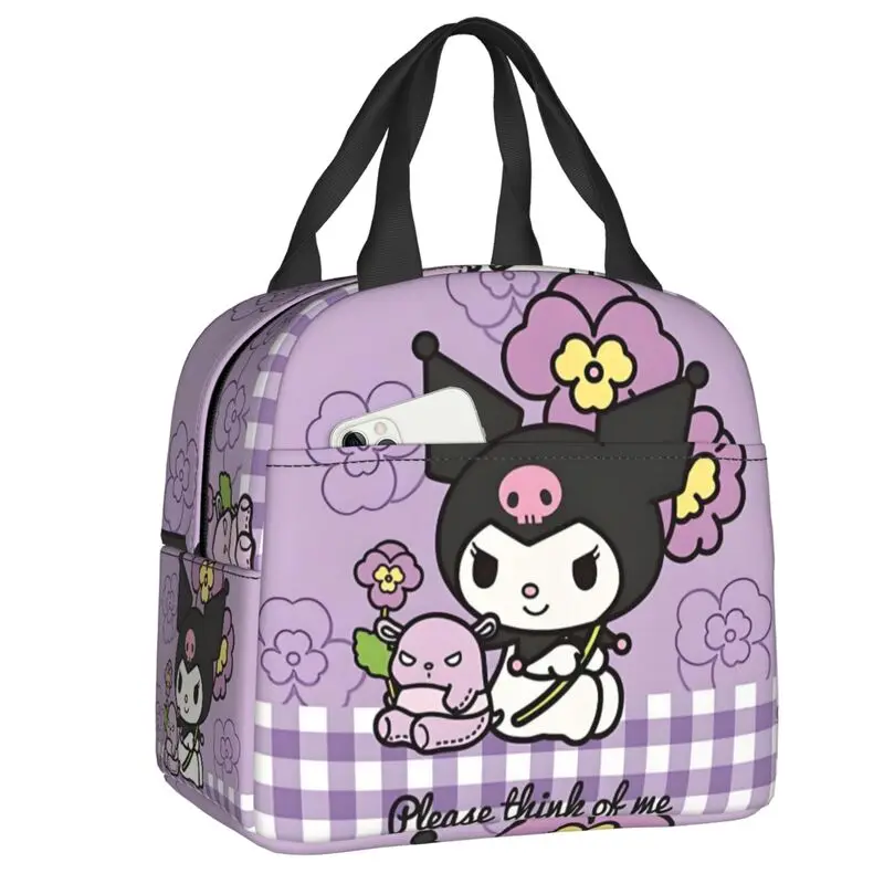 

Изолированные сумки для обеда Kawaii Kuromi с милым принтом для школы, офиса, модная пленка, многоразовый термохолодильник, коробка для бенто, женская коробка
