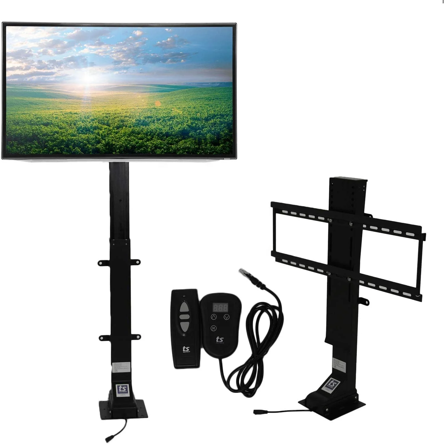 32''~70'' TV Wall Mount Double Arm/Motorized TV Lift Stand Wall Remote Control Electric Power Lift TV Cabinets