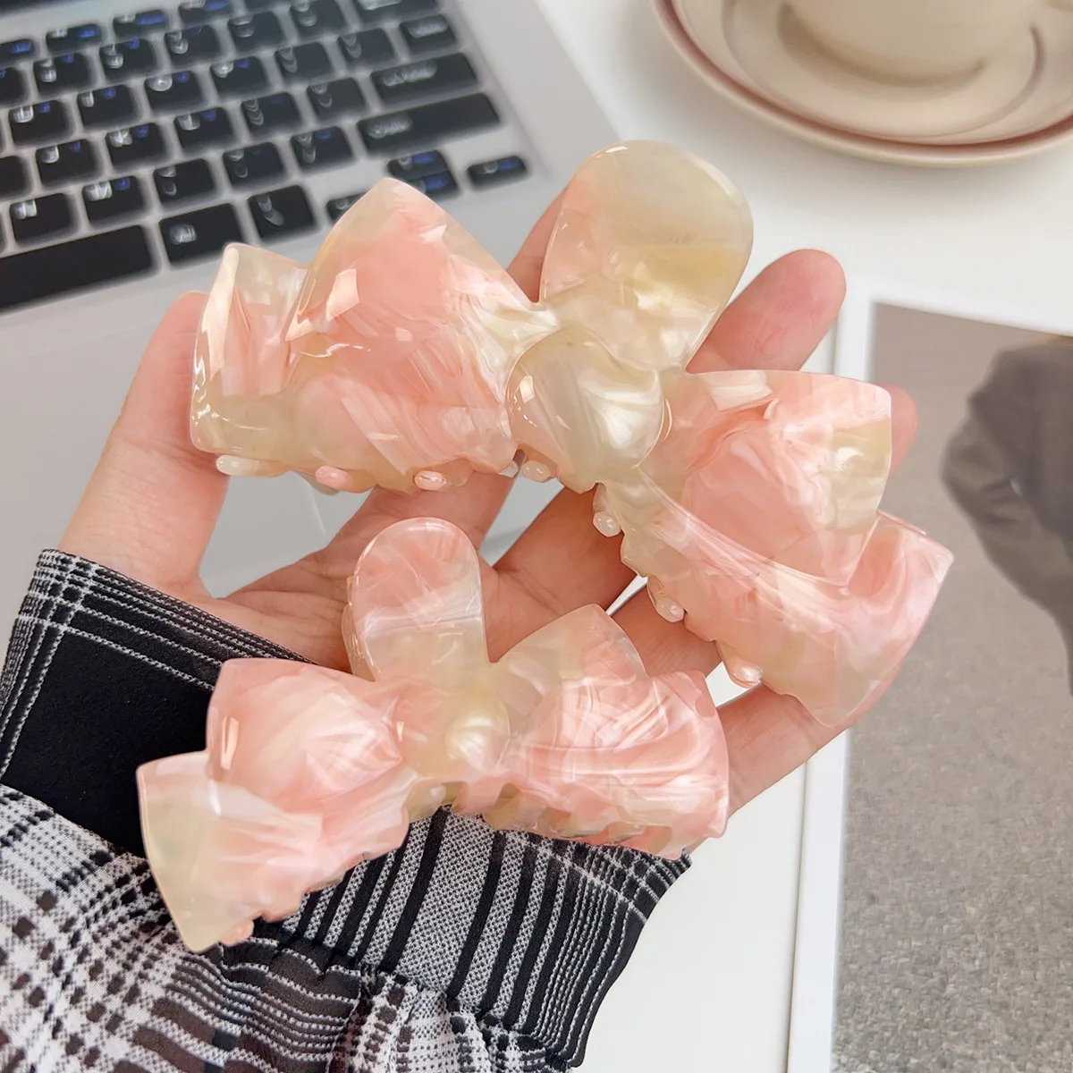 New Style Acetic Acid Bow Hair Grab High Texture Colorful Hair Accessories For Women