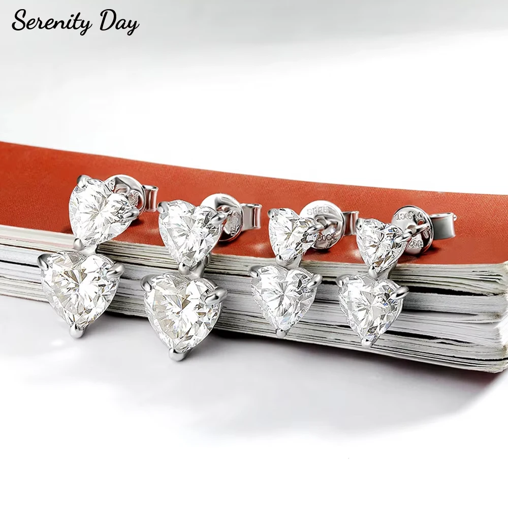 

Serenity 3ct 6ct Heart D Moissanite Earrings for Women Girl Gift S925 Sterling Silver Sparkling Drop Earrings Plated 18K Jewelry