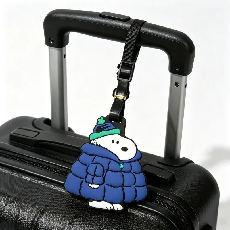 Niedlicher Snoopy Cartoon Silikon-Gepäckanhänger, Anti-Verlust-Koffer-Identifikator, Bordetikett, Weiches Wasserdichtes Reisegepäck-Namensschild – Detail 3