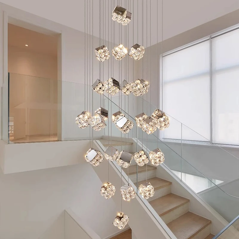 Modern home decoration crystal chandelier, stair Pendant lamp, living room Pendant lights, interior lighting