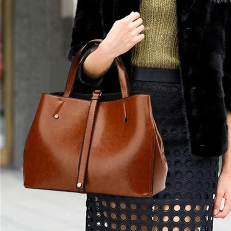 

Vintage Casual Patent Leather Tote Bag for Women, High Quality PU Shoulder Crossbody Purse, Fashion Handle Handbag