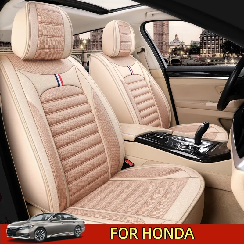 

FOR HONDA Car seat cover four seasons wear-resistant, breathable, soft and comfortable linen full wrap 5 seat cover