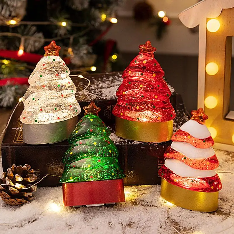 Christmas Tree night light Cute Desktop Ornaments Crystal Lamp  for holiday Living Room Study Bedroom Bedside Decor