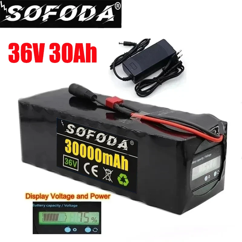 36V battery 10S4P 30Ah battery pack 1000W high power battery 42V 30000mAh Ebike electric bicycle BMS Capacity Indicator+charger