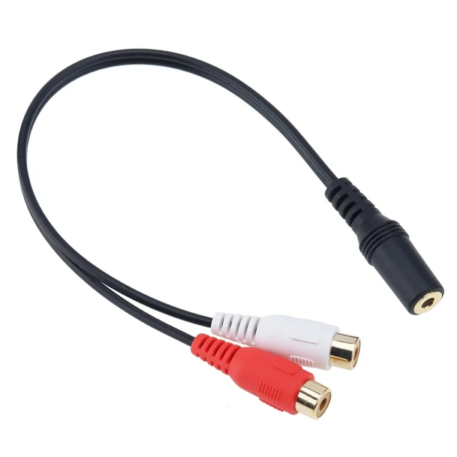 200pcs 27cm 3.5mm Audio Female Jack to Double Lotus 2 RCA Female Socket to Headphone 3.5 Y Stereo Adapter Cable