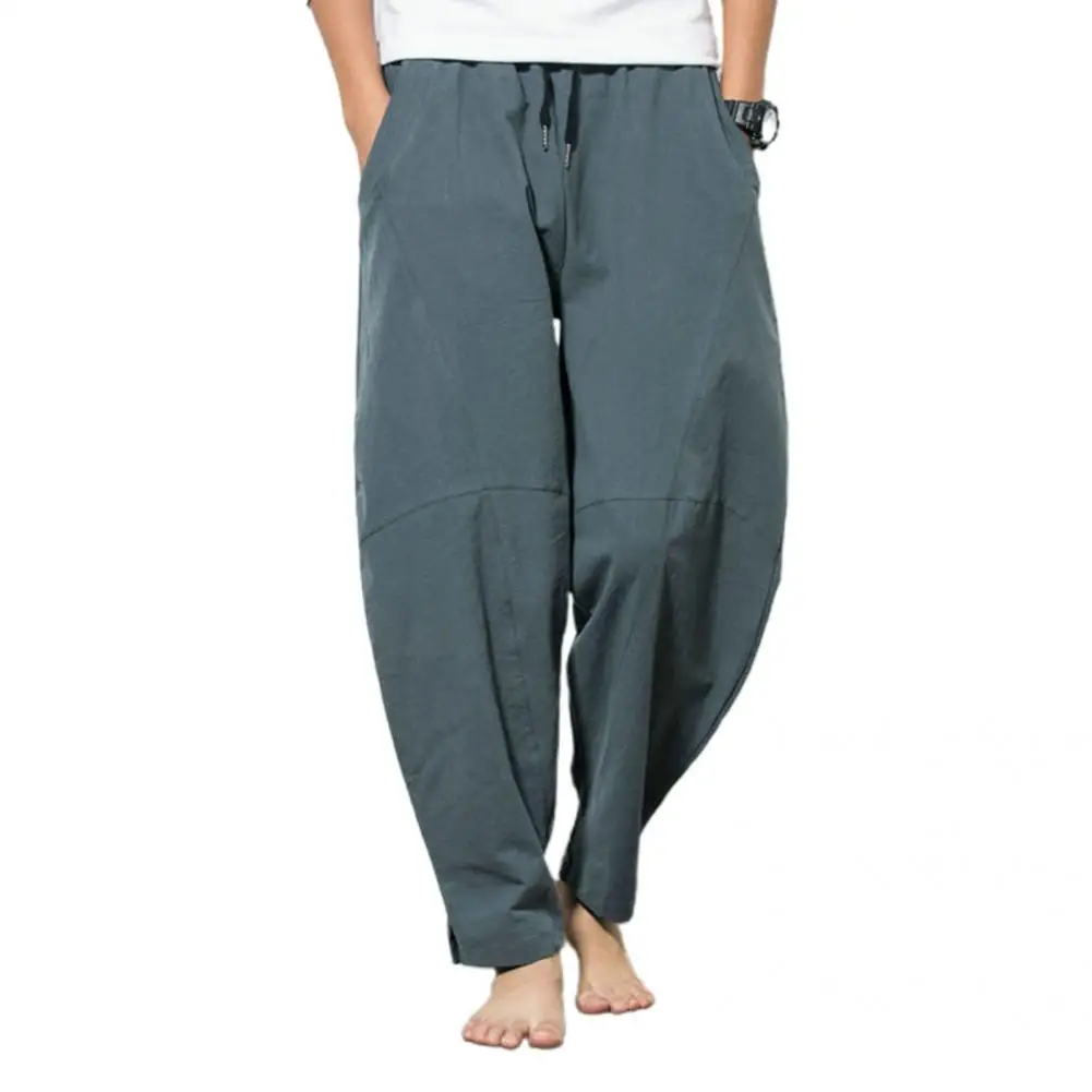 Convenient Summer Trouser Reusable Trendy Skin-friendly Men Linen Beach Pants  Summer Pants Loose