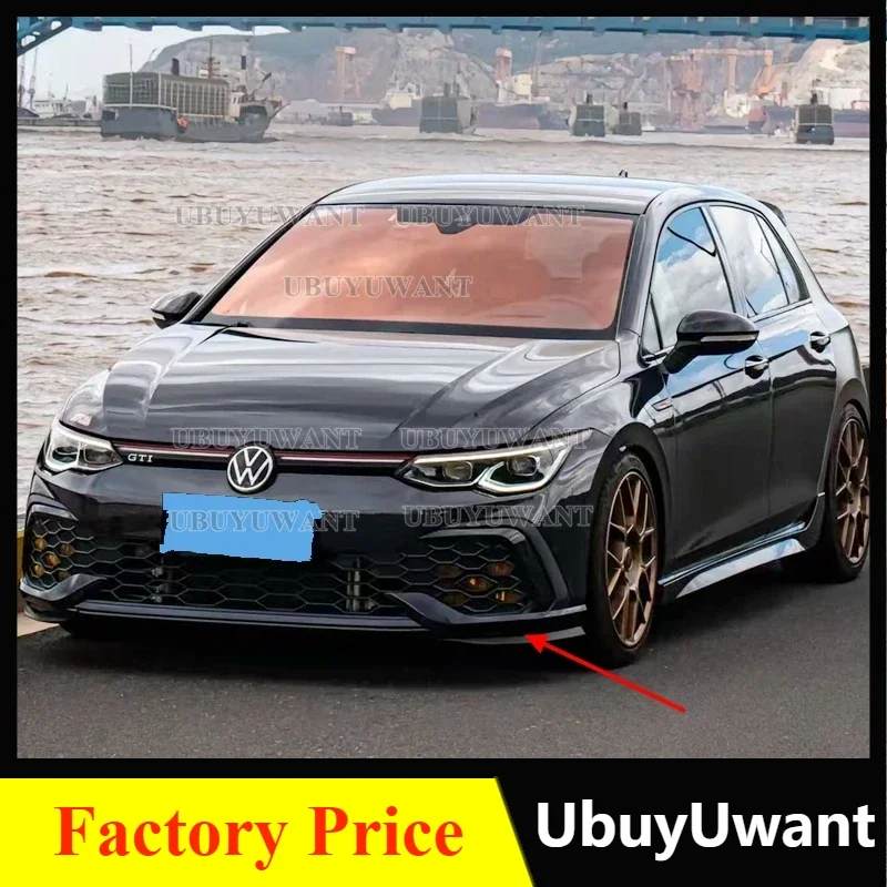 For VW Golf MK8 R-Line / GTI Car Bright Black /Other Colors Front Bumper Side Splitter Spoiler Trim Fog Light Canard 2020+