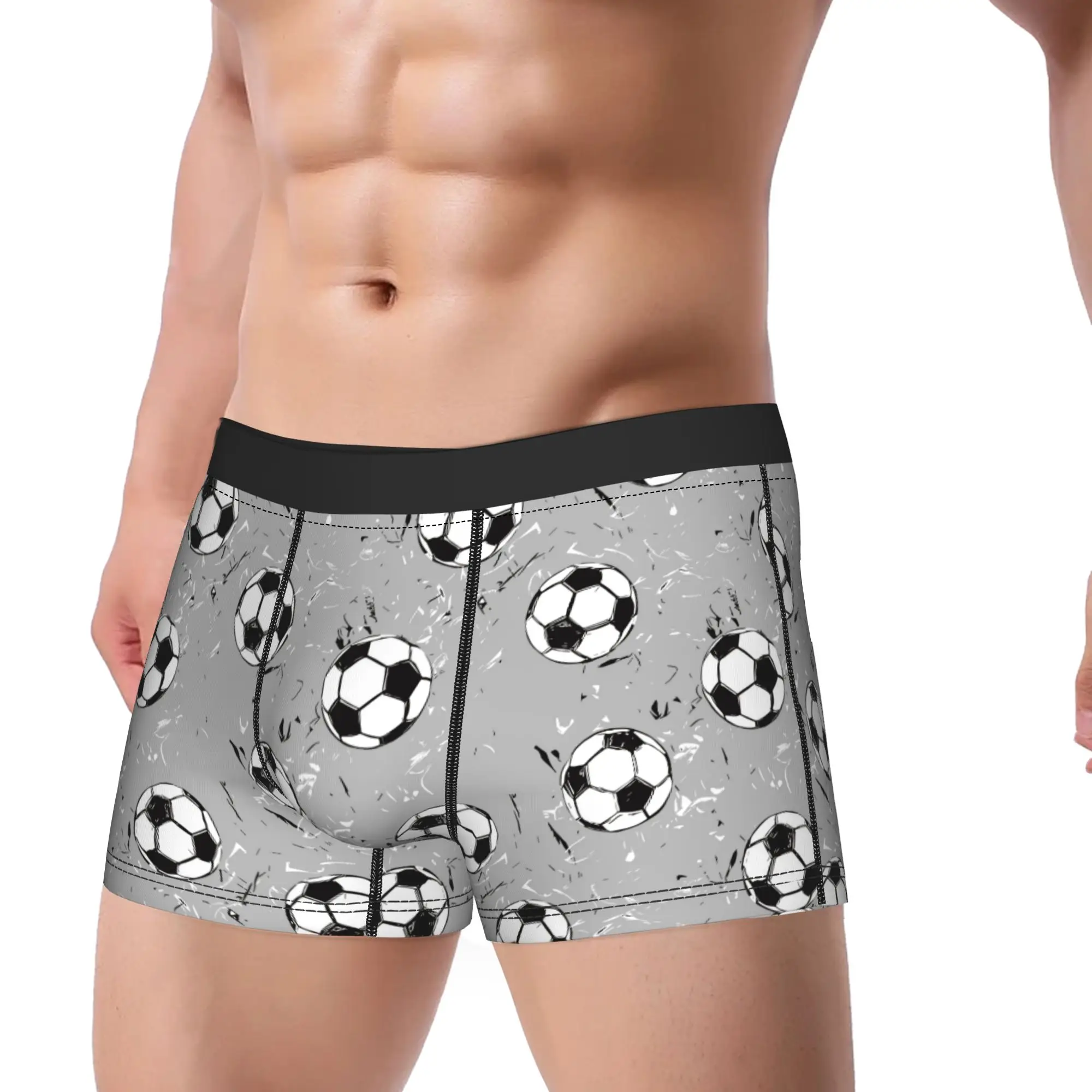 Men Footballs Soccer Long Underwear  Novelty Boxer Briefs Shorts Panties Male Polyester Underpants M-XXL