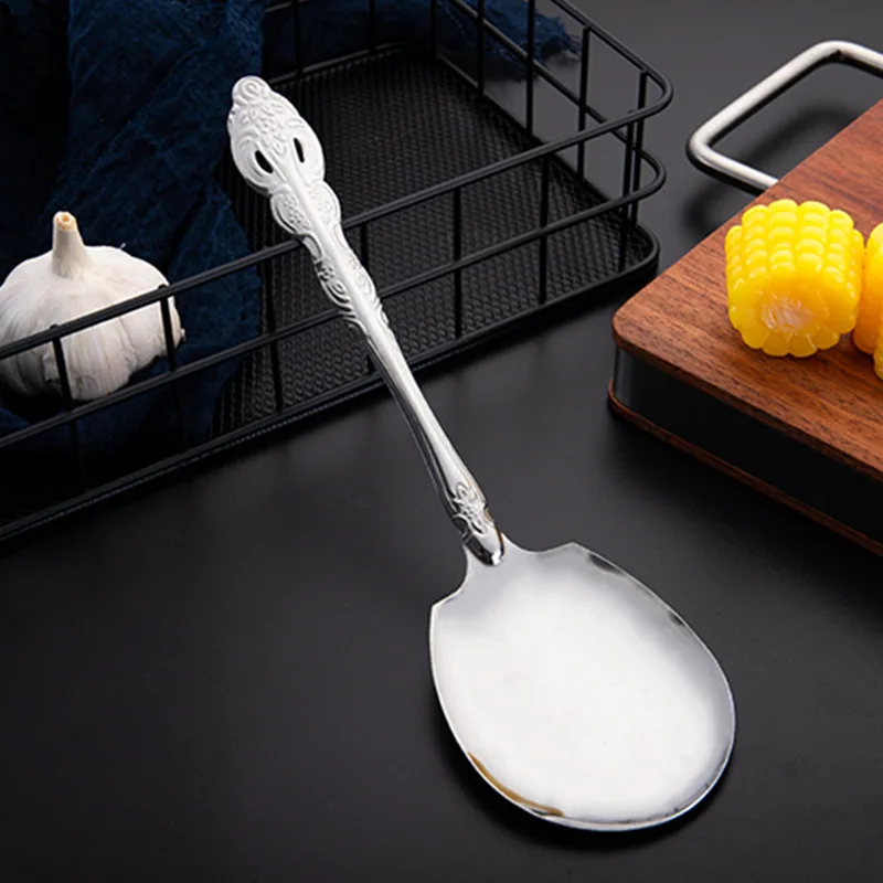 

1pcs Soup Spoon Stainless Steel Tableware Rice Dish Spoon Stylish Premium Exquisite Large Capacity Spoon For Kitchen