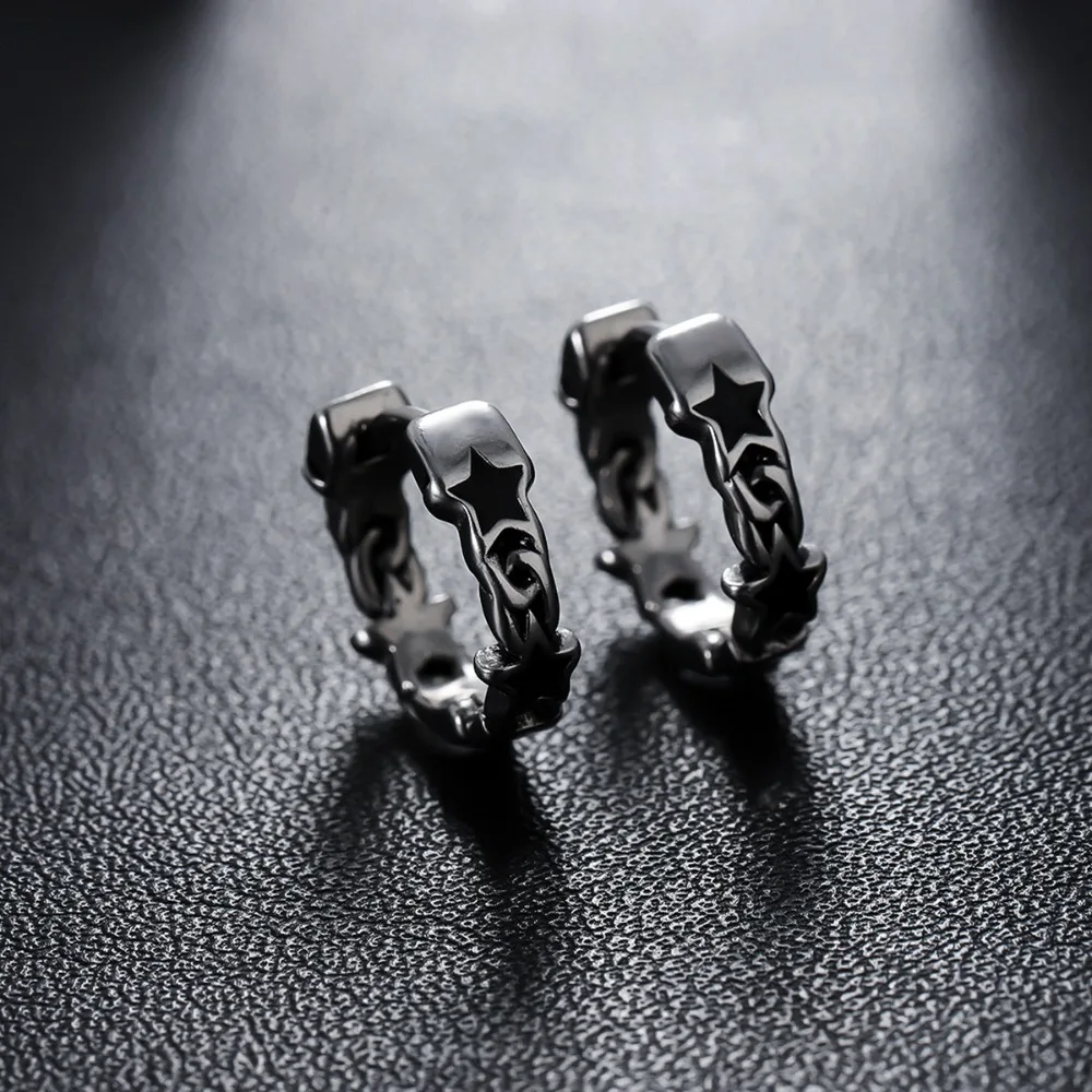 1pair Five-pointed Star Boy Retro Design Cool Style Unique Stud Earrings for Girls Versatile Ear Accessories for All Occasions