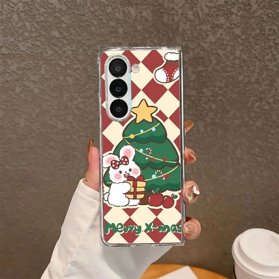 عيد الميلاد الكرتون الأرنب شفافة لينة غطاء الهاتف حقيبة لهاتف سامسونج غالاكسي ZFold5 ZFold7 ZFold4 ZFold3 ZFold6 Z أضعاف 7 6 5 4 #4