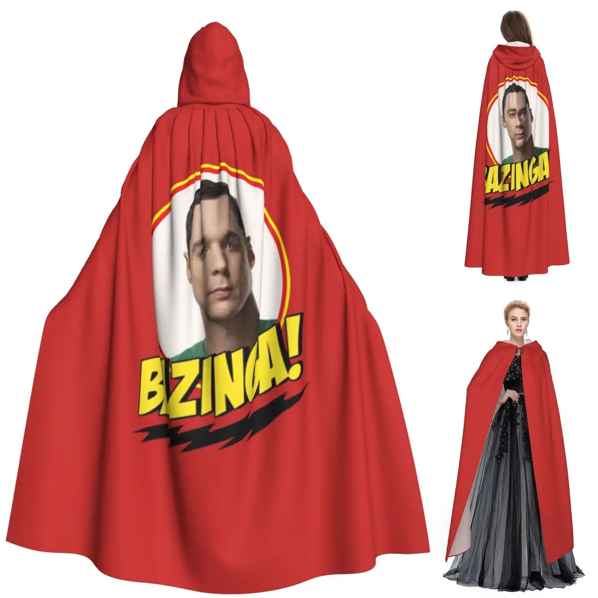 

Bazinga The Big Bang Theory длинный плащ с капюшоном ведьма средневековый костюм накидка для косплея Хэллоуин вампир для взрослых унисекс
