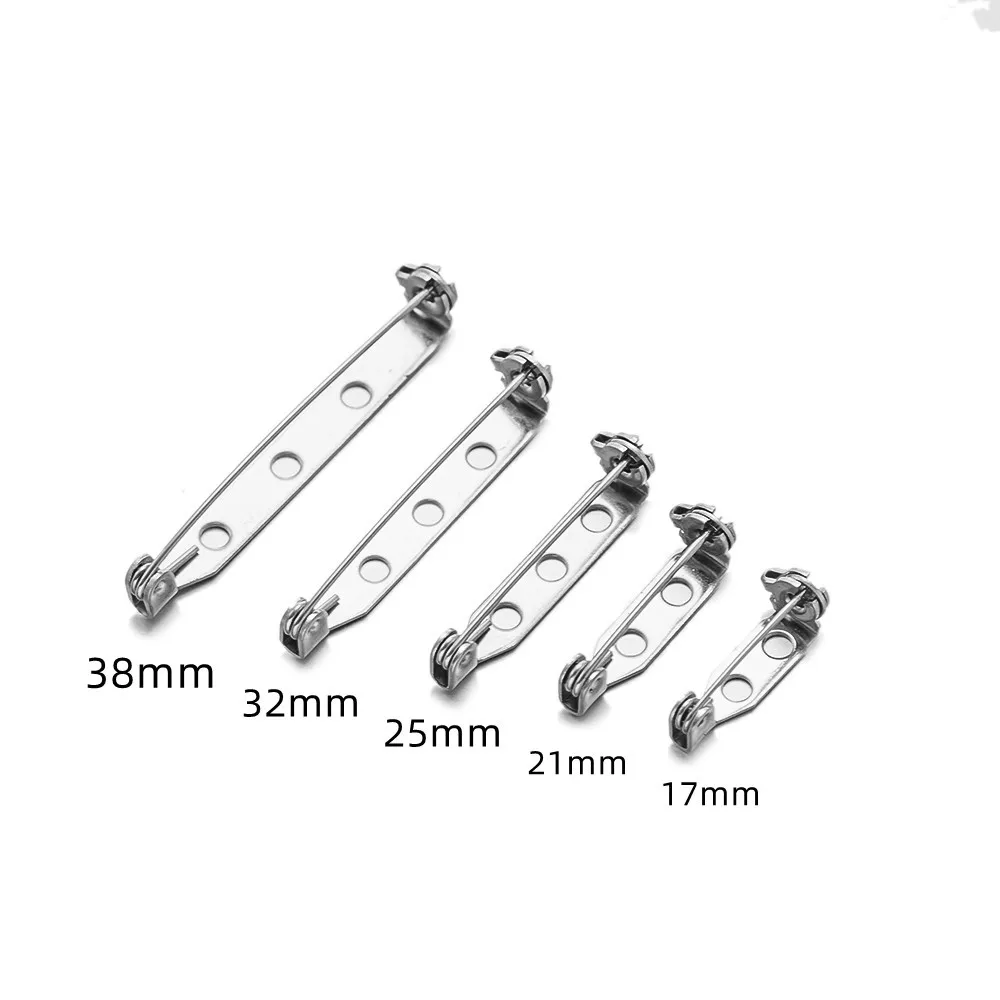 10/20pcs Stainless Steel 17-45mm Brooch Clip Base Pins Blank Safety Lock Brooch for DIY Jewelry Making Findings Supplies Crafts