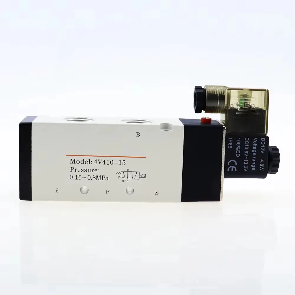 Válvulas  solenoi  aire Airtac  1/2 pulgadas, 2 posiciones, 5 puertos, 4V410-15, válvula  Control neumático (4v41015), 24V, CC,
