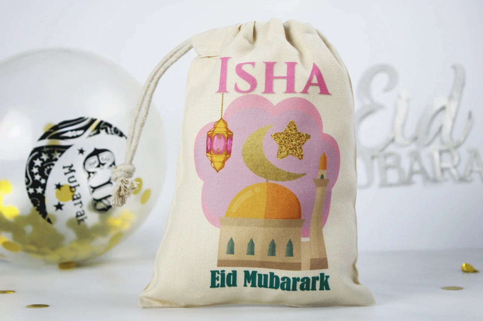 Personalised eid sacks / eid ramadan gift bags, eid gift for kids / ramadan eid mubarak party gift bags / personalised eid gift