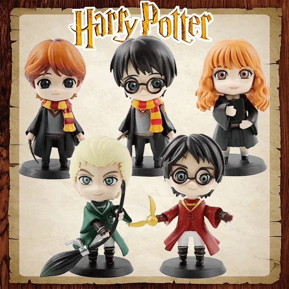 Venta caliente 5 uds Harryy Q estilo Potter Posket Hermione Ron Hedwig figura de vinilo juguete pastel decoración coche modelo PVC muñeca regalo Juguetes