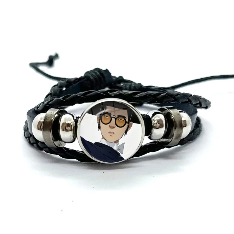 Mizu B-Blue Eye S-Samurai Leather Bracelets Glass Dome Snap Button Bracelet & Bangles  Fashion Women Men Jewelry