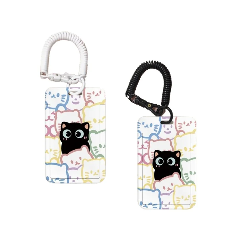 학생용 귀여운 고양이 카드홀더, Kawaii 고양이 케이팝 아이돌 사진 카드홀더, 휴대용 작업자 카드홀더 랜야드
