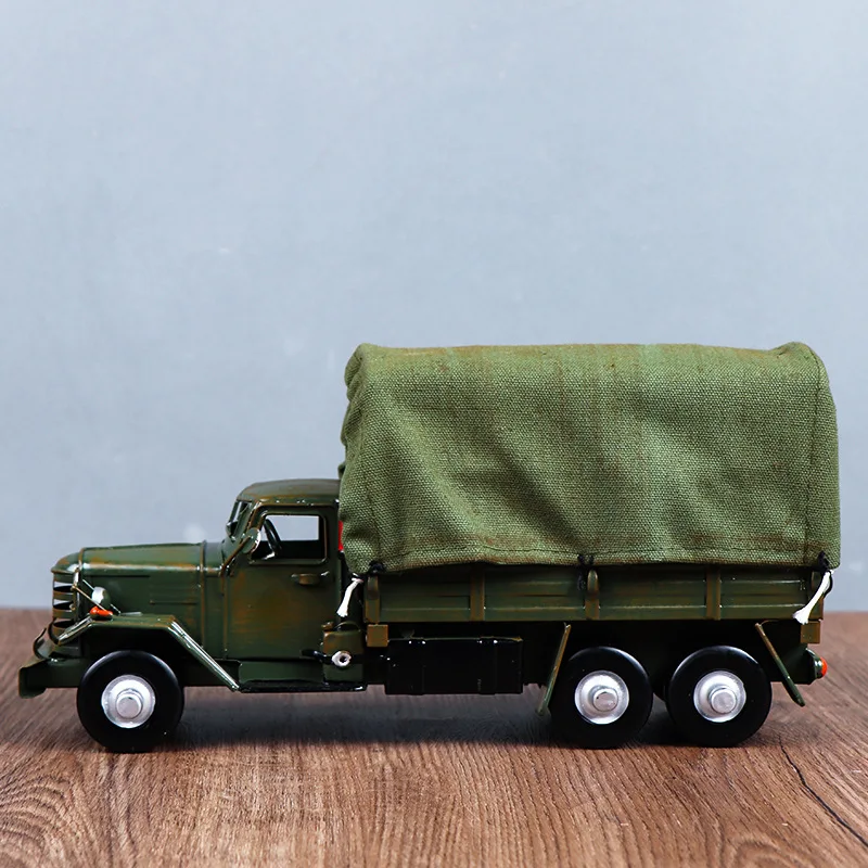 Metal Classic Military Truck Model Retro Military Truck Home Room Decor Office Desktop Furnishing Articles Xmas Birthday Gifts