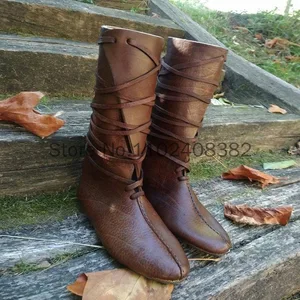 Traje medieval steampunk gótico para mulheres, botas de cavaleiro, Vicking, couro PU, bota cosplay guerreiro, tênis de festa de carnaval 8 principais vendas botas mulher maravilha - №2