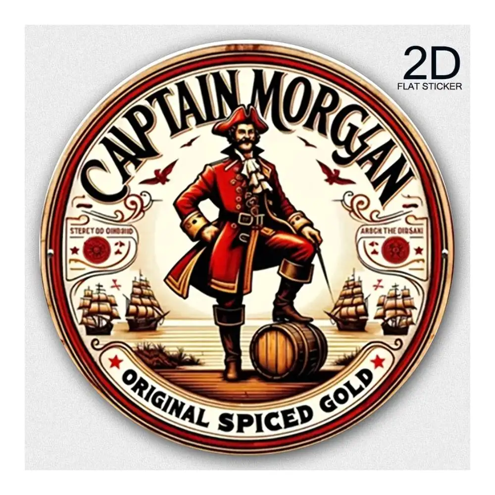 Captain For MORGAN Spiced Rum Logo Vinyl Sticker For Car Laptop Window Door Fridge Water Bottle
