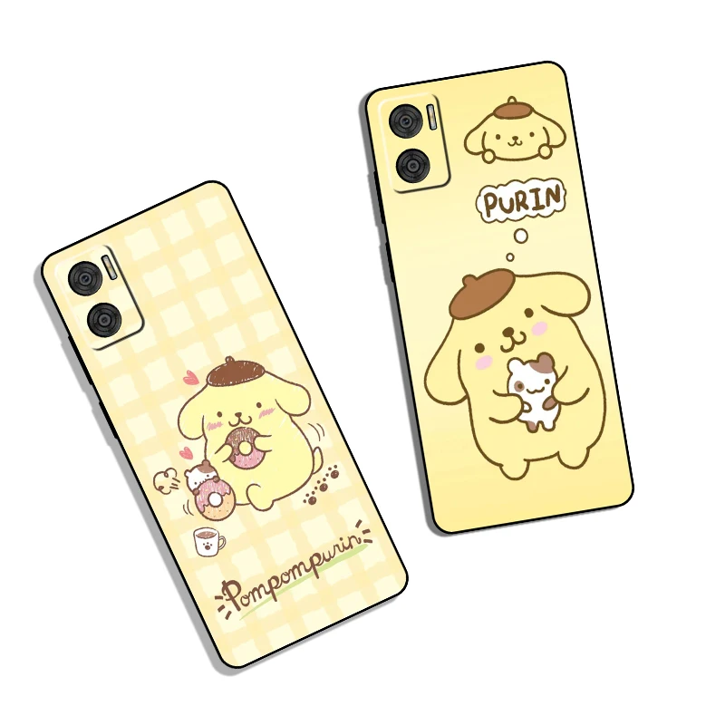 Moto E7 Plus E7i POWER E13 E20 E22 E40 G9 Play Pom Pom Purin  Creative Design Soft Black Phone Case