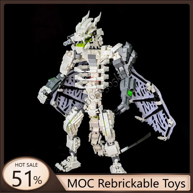 

778 Parts MOC White Skull Mecha Dragon Custom Building Blocks Model Assembly Display Toys Festival Surprise Gifts For Children