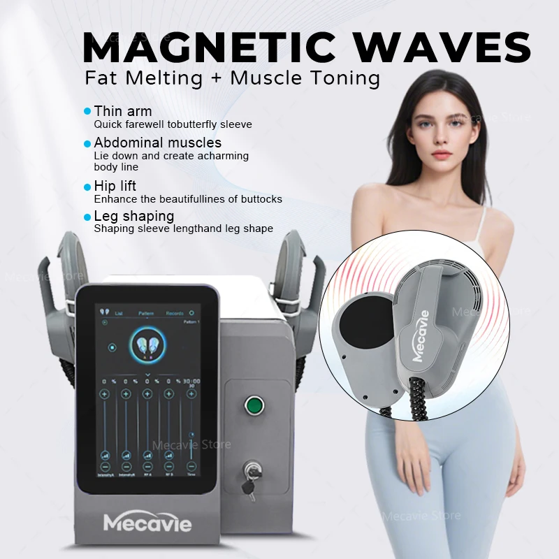 

MECAVIE RF Body Contouring Machine Dual Handle Electromagnetic Muscle Building Fat Burning Weight Loss Device 2025 New