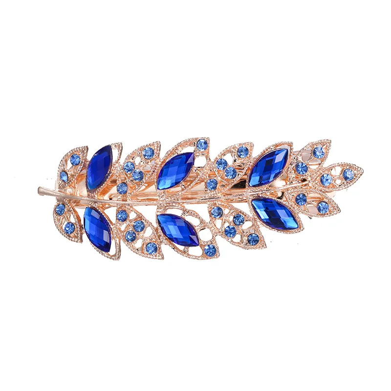 Crystal Floral Hairpin Girl Ladies Hairwear Jewelry For Women Rhinestone Alloy Hair Clip Party Barrettes Leaf AE024