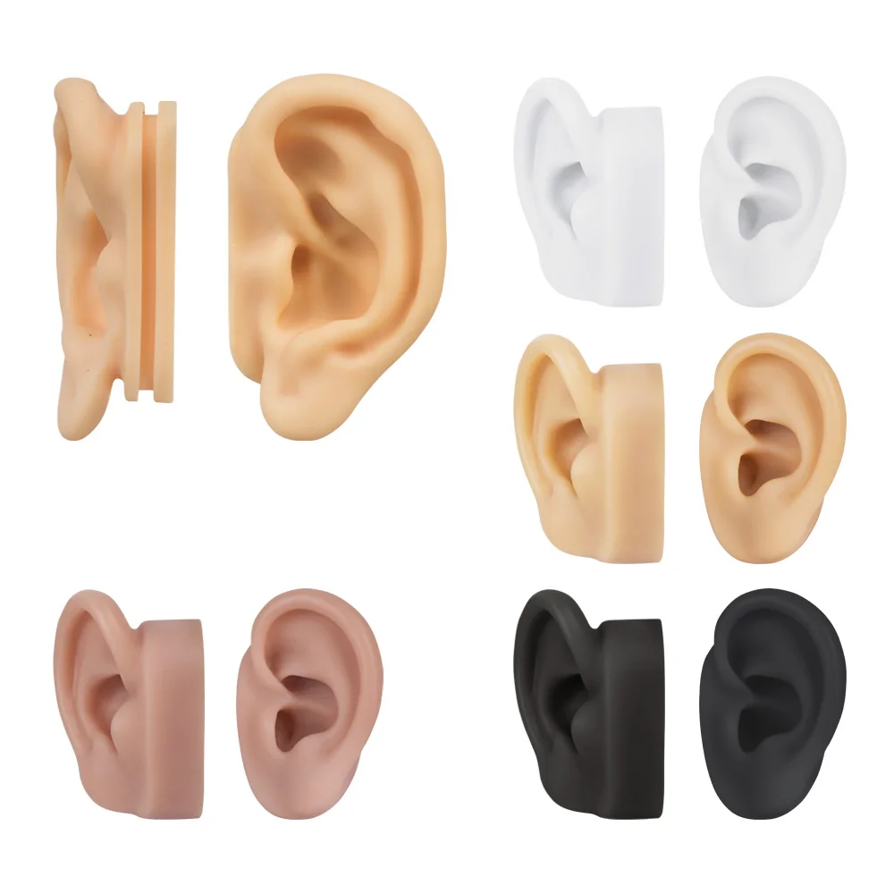 

Silicone Ear Model Soft Flexible Ears Artificial Reusable Earring Jewelry Display Prop 3D Teaching Tool for Piercing Practice