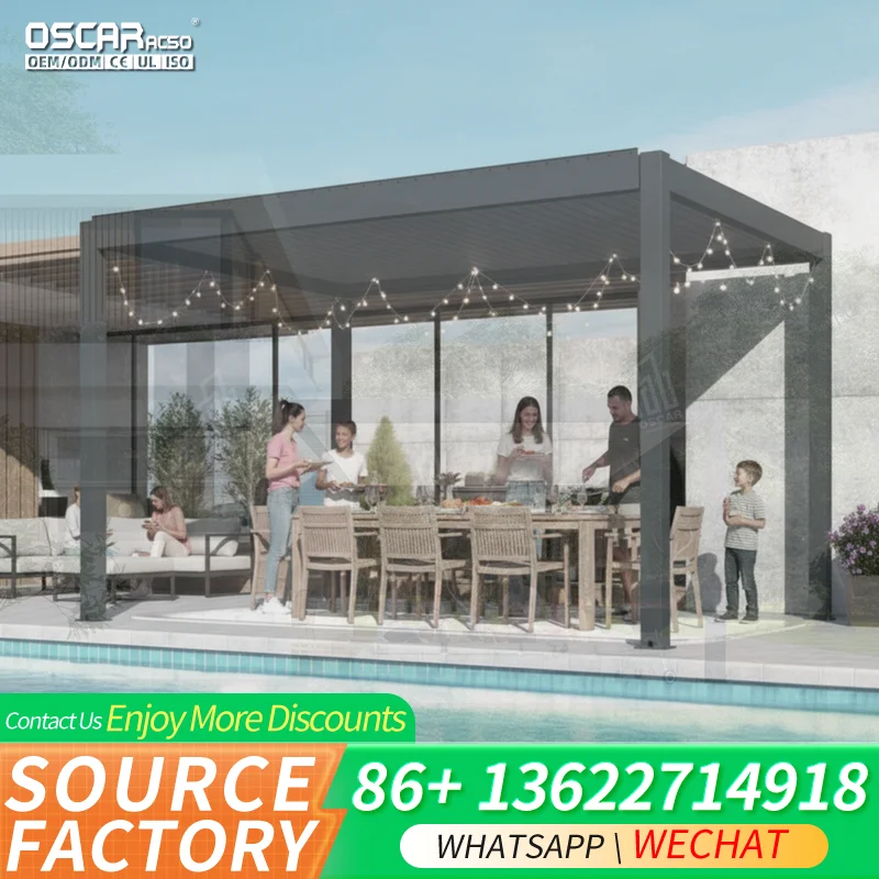 10 X 13 ft Louvered Pergola Aluminium Frame Pressure treated Low MOQ Quick Delivery for Patios Gardens Backyards pergola
