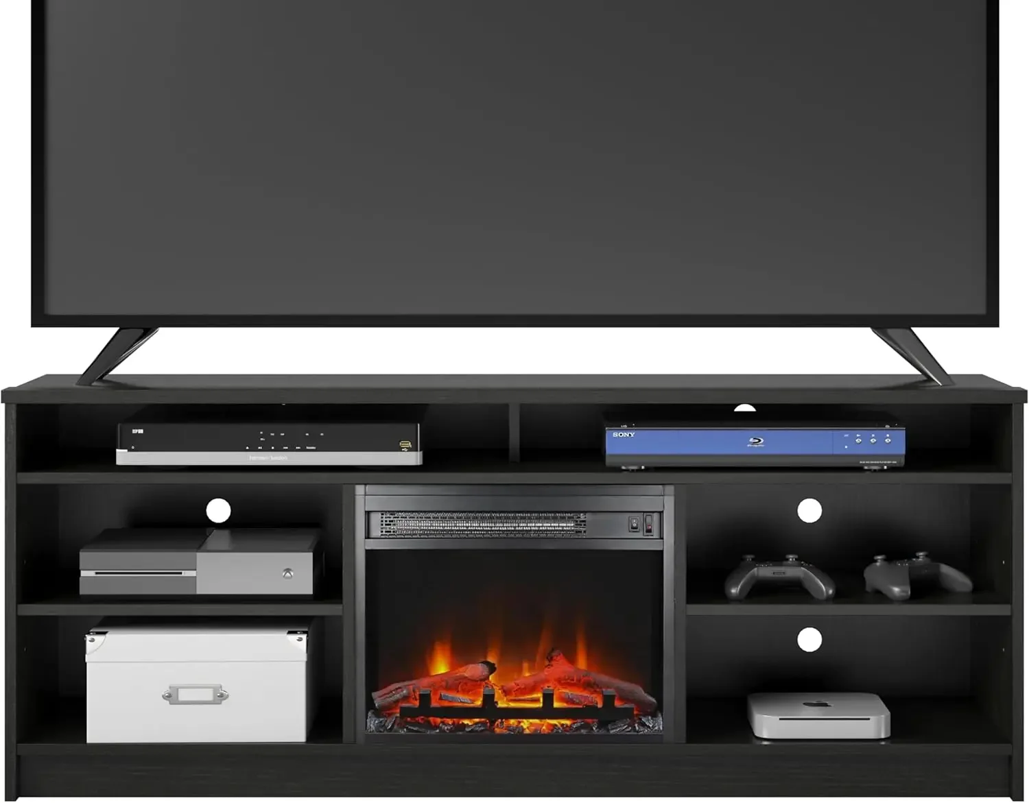 

Replaceable Electric Fireplace Insert Heater, Realistic Log and Flame Effect, for Living Room or Bedroom, Black Oak