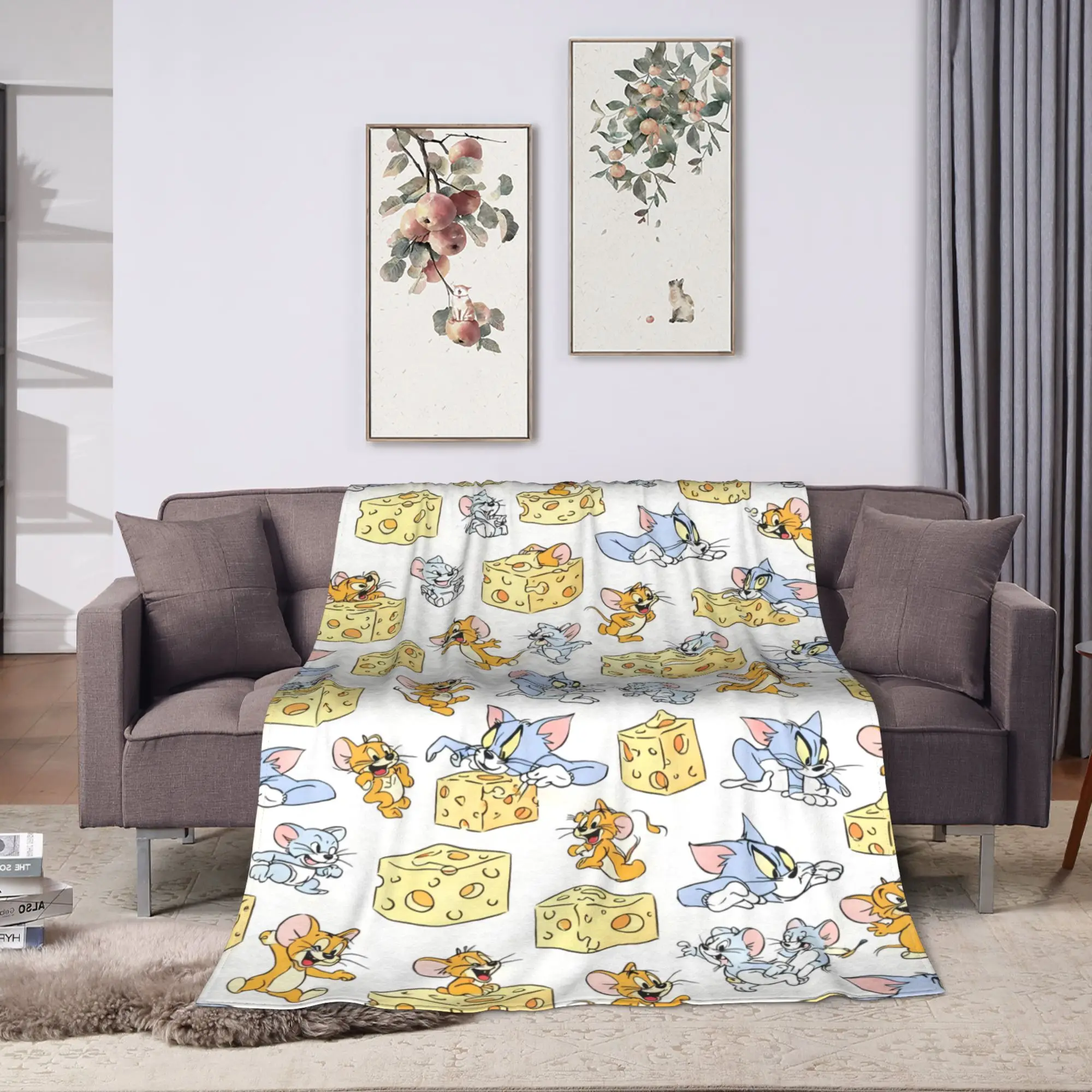 Tom Jerry Tiny Print Manga Super Warm Blanket  Kids Adult Plush Bedding Throws Funny Outdoor Flannel Bedspread Sofa Bed Cover
