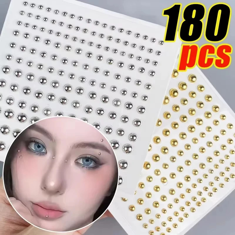 180 Piezas de Pegatinas Reutilizables de Piercing Falso, Sin Perforación, para Nariz, Labios, Cejas, Ombligo, Oreja, Botones Dérmicos, Joyería Corporal Unisex, Regalo, Envío Rápido desde Almacén de EE. UU.