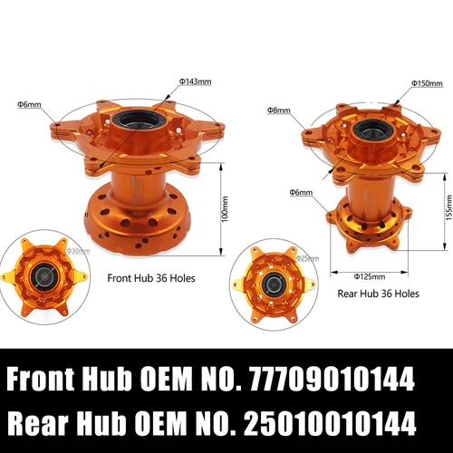 Imagen 2 del producto Núcleo de cubo de rueda delantera y trasera mecanizado CNC para Motocross, radios de llanta de 36 agujeros para KTM SX XC SXF HUSQVARNA FC TC GASGAS MCF EX 2016-2023
