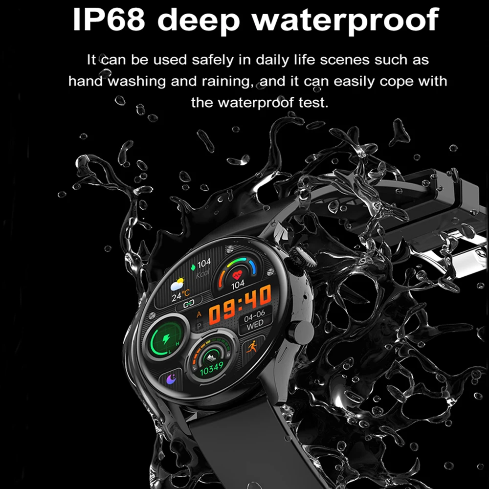 Weelikeit-reloj inteligente para hombre, accesorio de pulsera resistente al agua IP68 con Pantalla AMOLED HD de 390X390, llamadas, Bluetooth y NFC