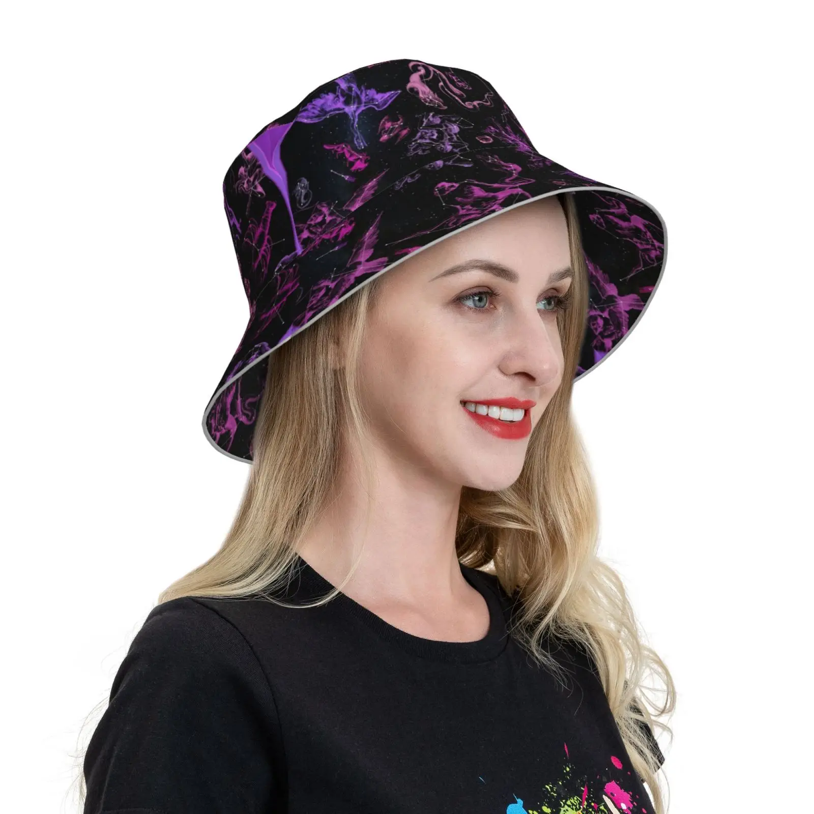 Northern Map ( Pink! ) Bucket Hat Fashion Soft Personalized Pattern Gift Cap Astronomy Astrology Ursa Zodiac Scorpius Ophiuchus