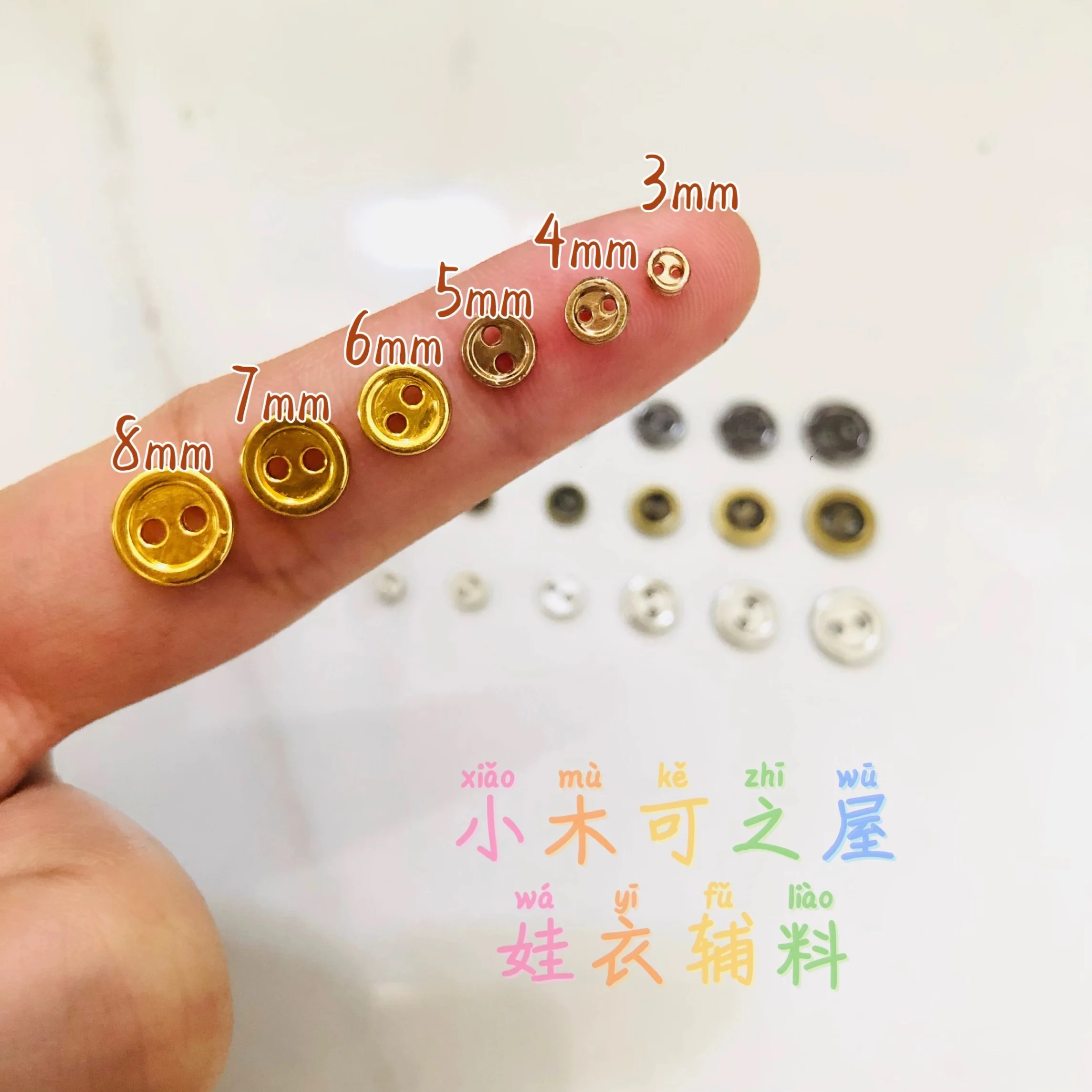 50Pcs 3mm 4mm 5mm 6mm 7mm 8mm Mini Buttons Metal Round Bread Buttons Doll Buckles for DIY Sewing Blyth Doll Clothing