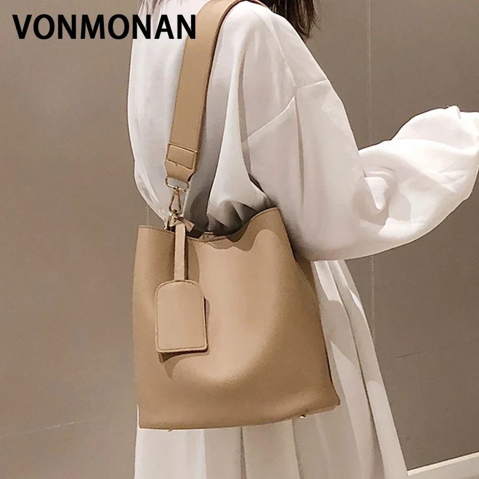 2piece/set Fashion Design Pu Leather Shoulder Crossbody Bag Casual Lady Tote Female Large Capacity Bucket purses and handbags